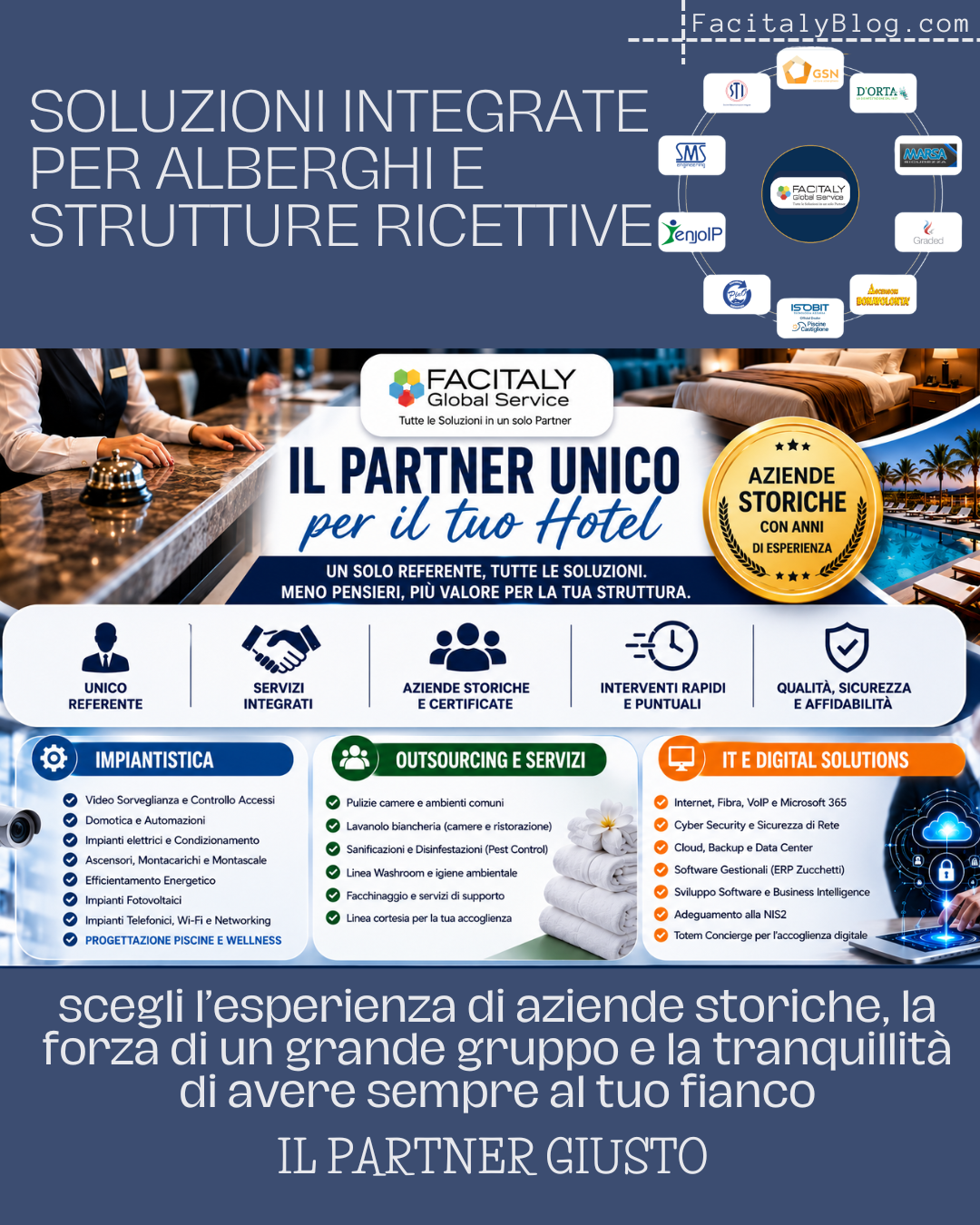 Servizi integrati per alberghi e strutture ricettive: un solo partner per semplificare la gestione quotidiana