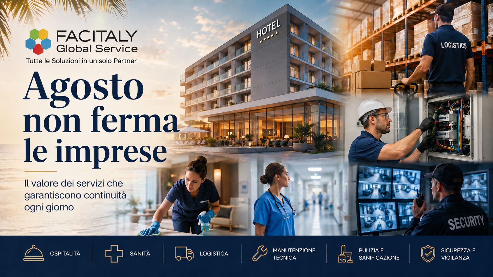 Agosto non ferma le imprese, agosto non ferma Facitaly Global Service